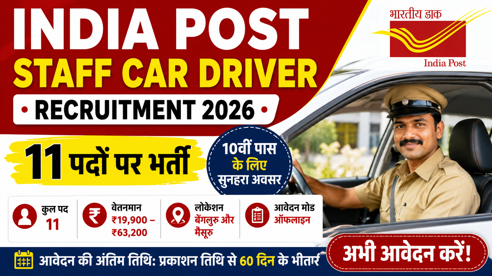 India Post Staff Car Driver Recruitment 2026
