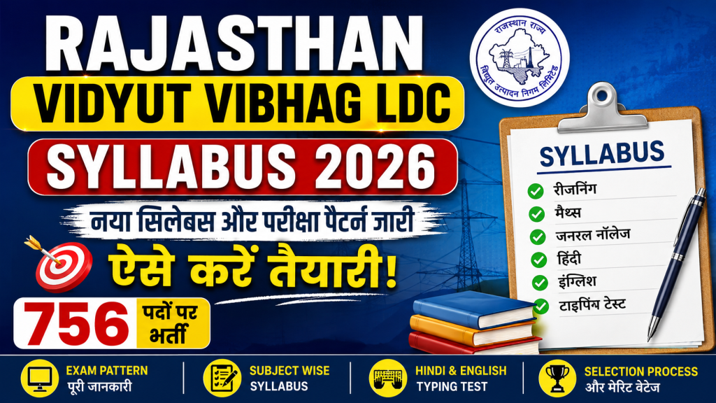 Rajasthan Vidyut Vibhag LDC Syllabus 2026