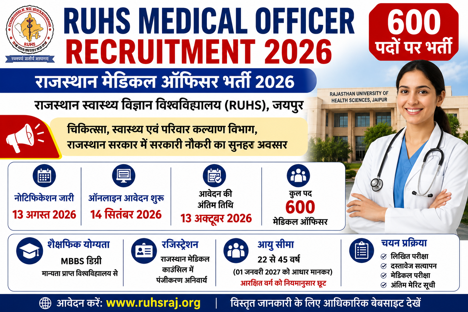 RUHS Medical Officer Bharti 2026